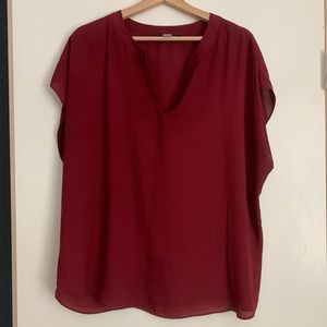 Simply Styled Burgundy Split-Neck Shell